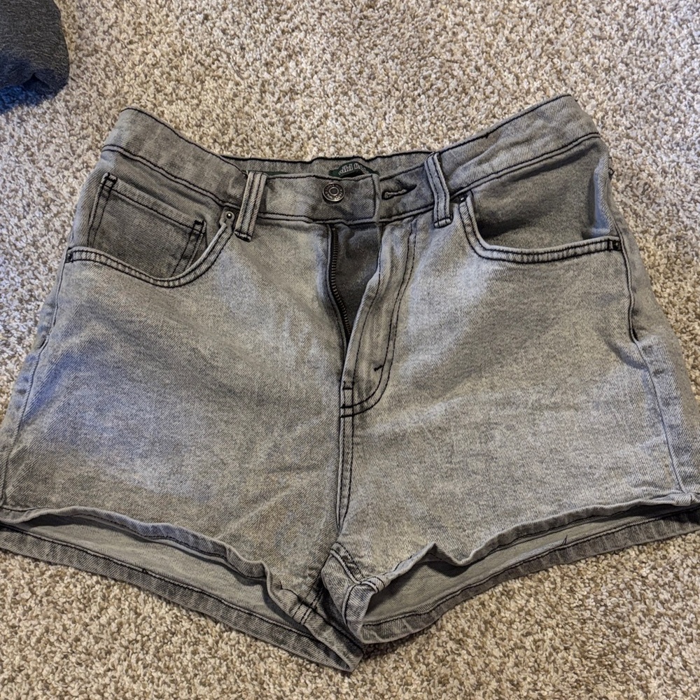 Women's High-Waist Gray Denim Shorts